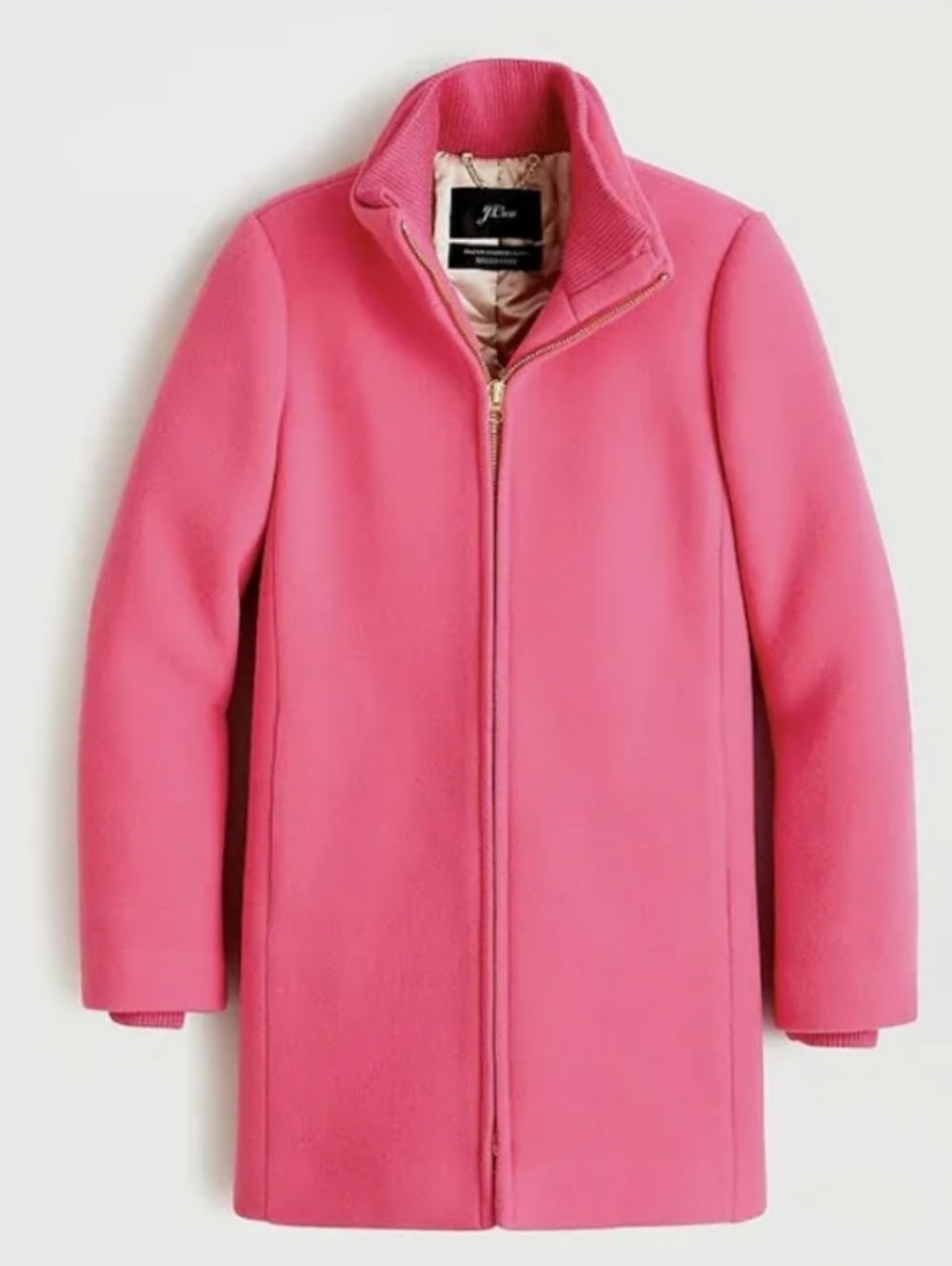 J. Crew Lodge Coat in Italian Stadium Cloth Wool Pink Size 8 Tall NWT